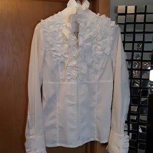 NWOT "Ruffled White Shirt"  NEW!@##